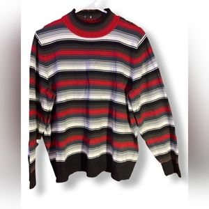 Sag Harbor Mock-Neck Striped Vintage Sweater, Size 1X